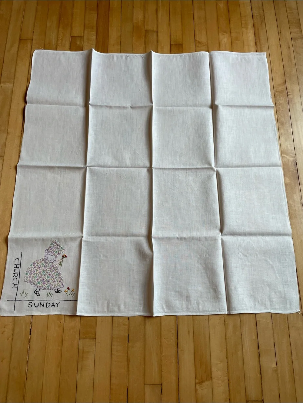 SUNBONNET SUE Set of 7 Vintage Days of the Week Dish Towels Hand Embroidered